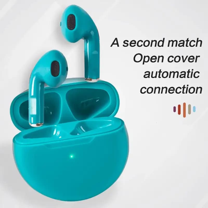 New PRO6 Wireless Bluetooth Headset Stereo Smart Touch Control TWS in-Ear Mic Macaron Bluetooth Earphone Earbuds 6Th Generation