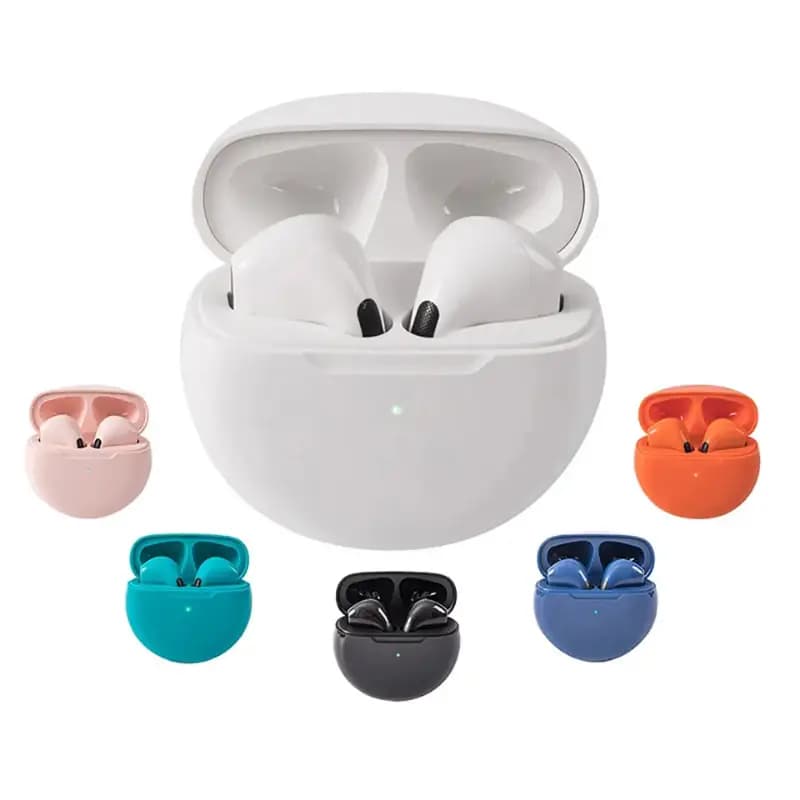 New PRO6 Wireless Bluetooth Headset Stereo Smart Touch Control TWS in-Ear Mic Macaron Bluetooth Earphone Earbuds 6Th Generation