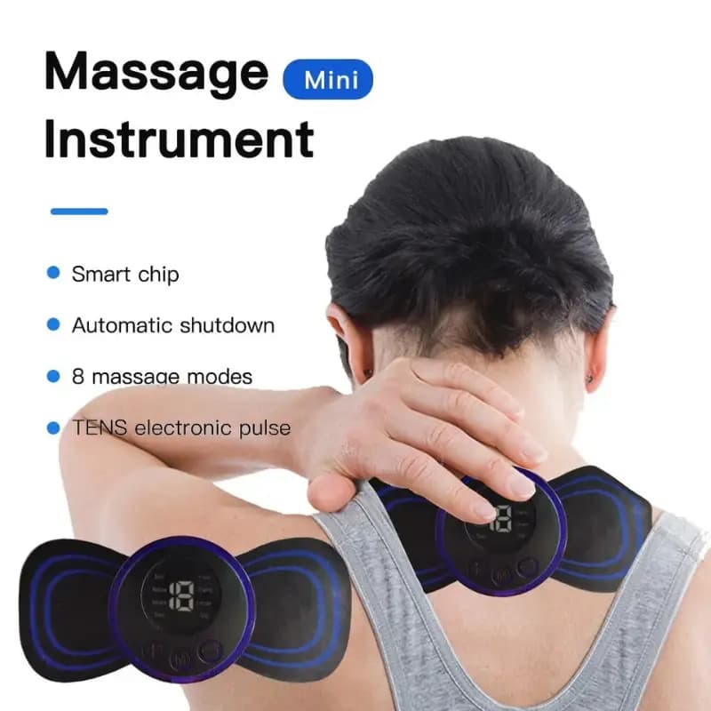 Mini Neck Rechargeable Massager Electric Neck Massage EMS Cervical Vertebra Massage Patch 8 Modes for Muscle Pain Relieve Relax